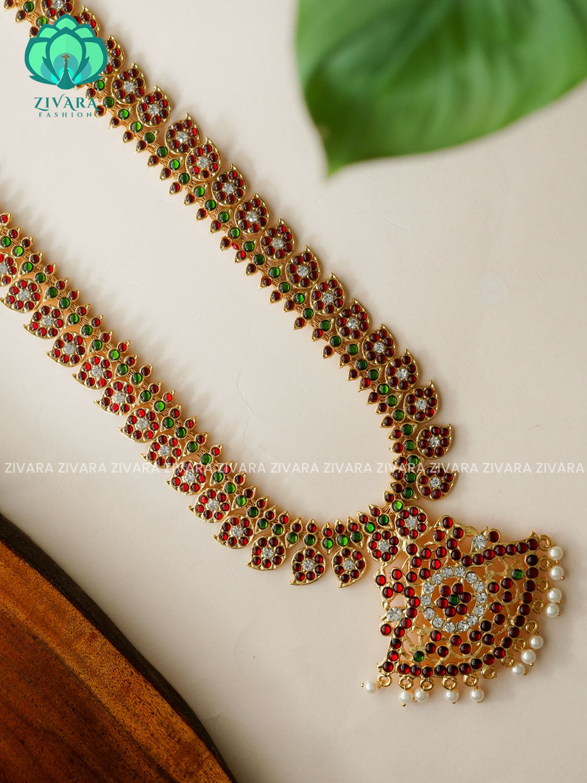 RED AND GREEN- MAYURA - HANDMADE LONG NECKWEAR- latest kemp dance jewellery collection