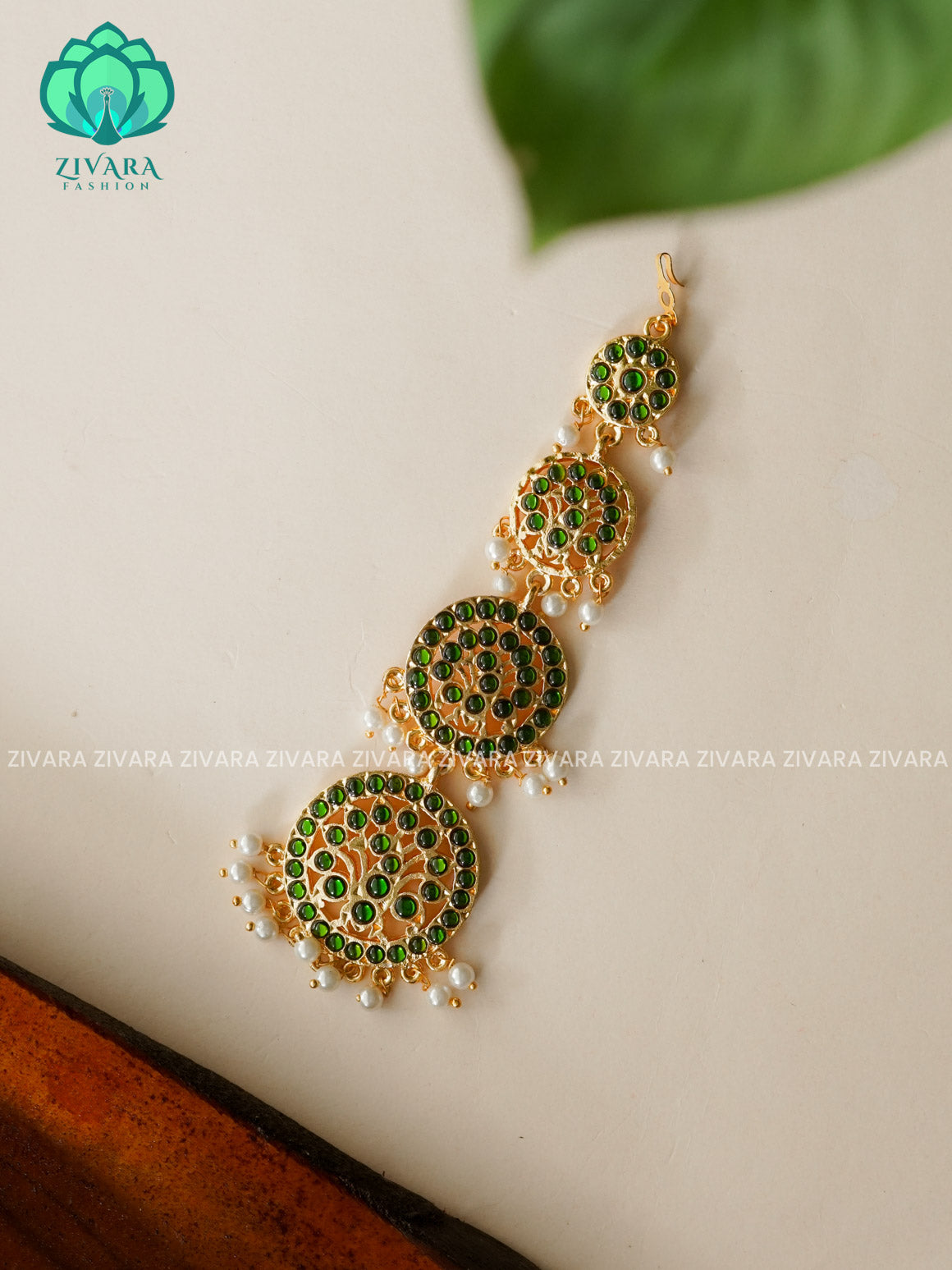 GREEN-TRADITIONAL KEMP CHUTTI/TIKKA  - latest kemp dance jewellery collection