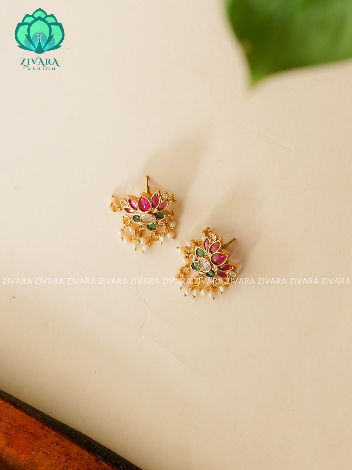 Cute Ad 1 inch lotus - TRADITIONAL PREMIUM MATTE  polish STUDS- latest jewellery collection- zivara fashion