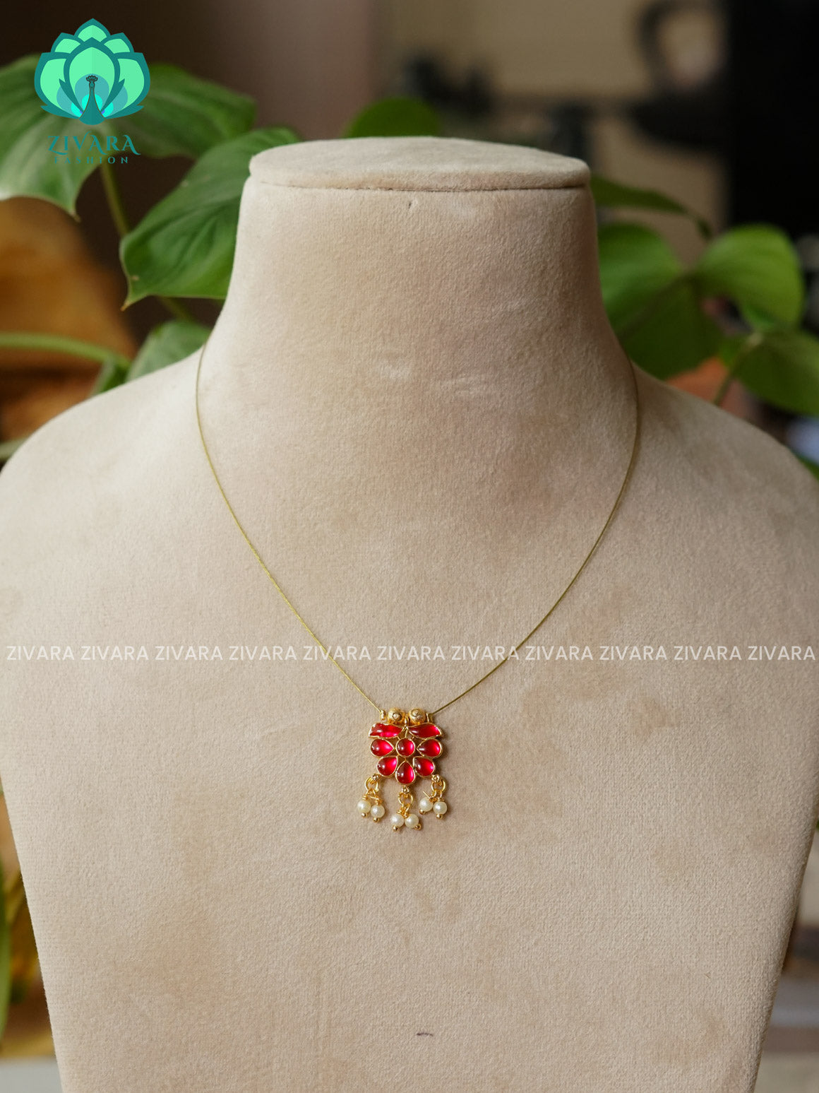 PINK - GRAPES BUNCH TAMARA - INVISIBLE MINIMAL ELEGANT HANDMADE NECKLACE WITH BRILLIANT FINISH MOTIFS- ZIVARA FASHION