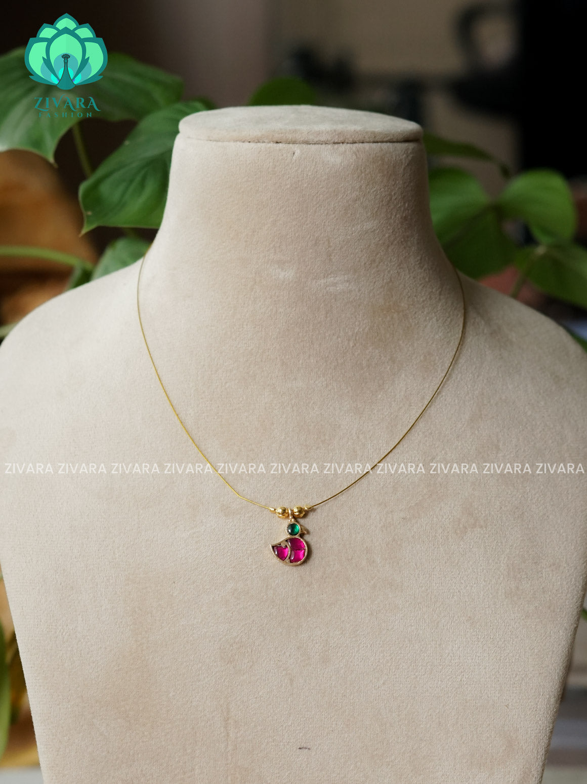 DUCK - TAMARA - INVISIBLE MINIMAL ELEGANT HANDMADE NECKLACE WITH BRILLIANT FINISH MOTIFS- ZIVARA FASHION