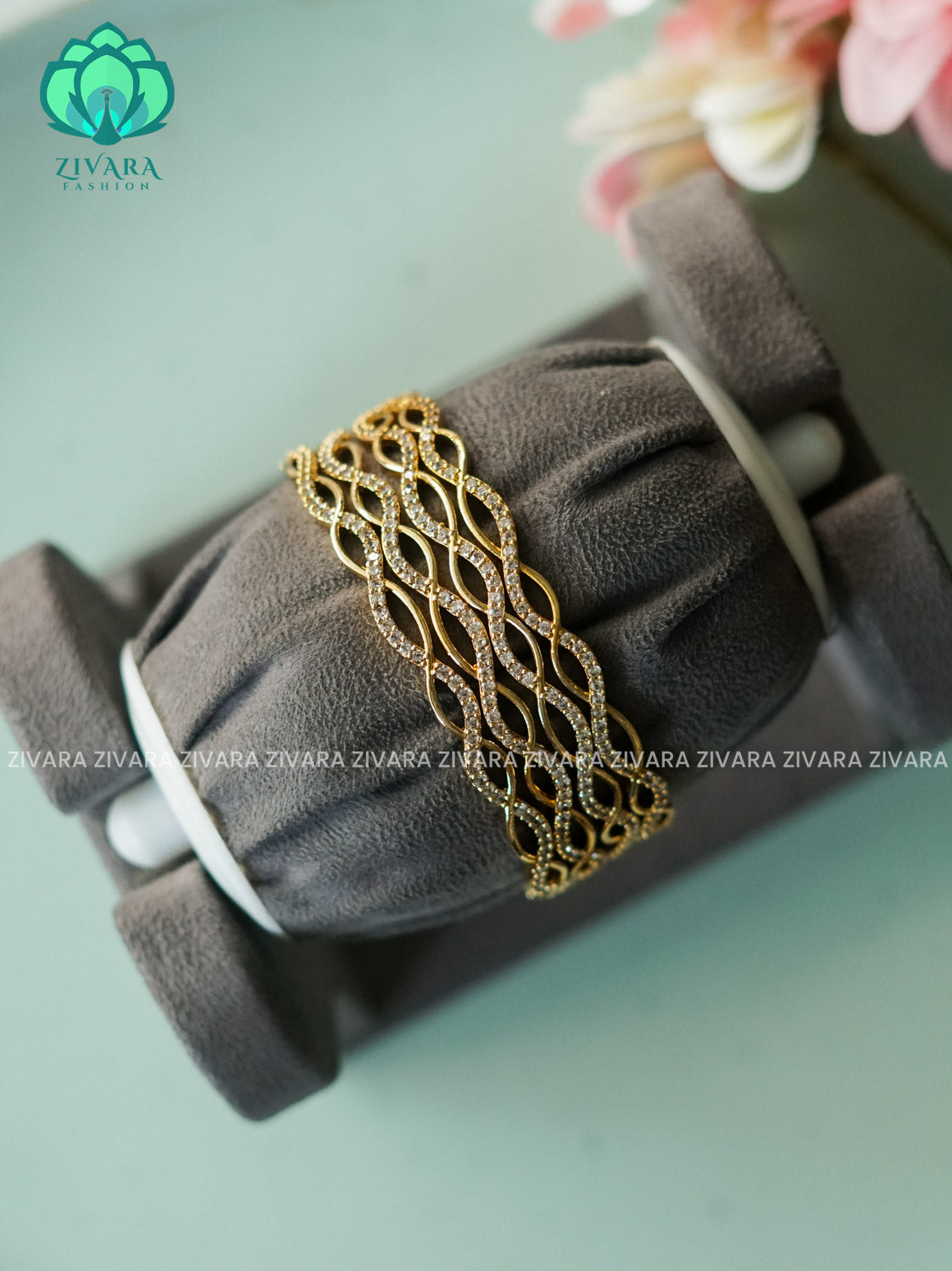 4 piece WHITE STONE   - latest bangles design-ZIVARA FASHION