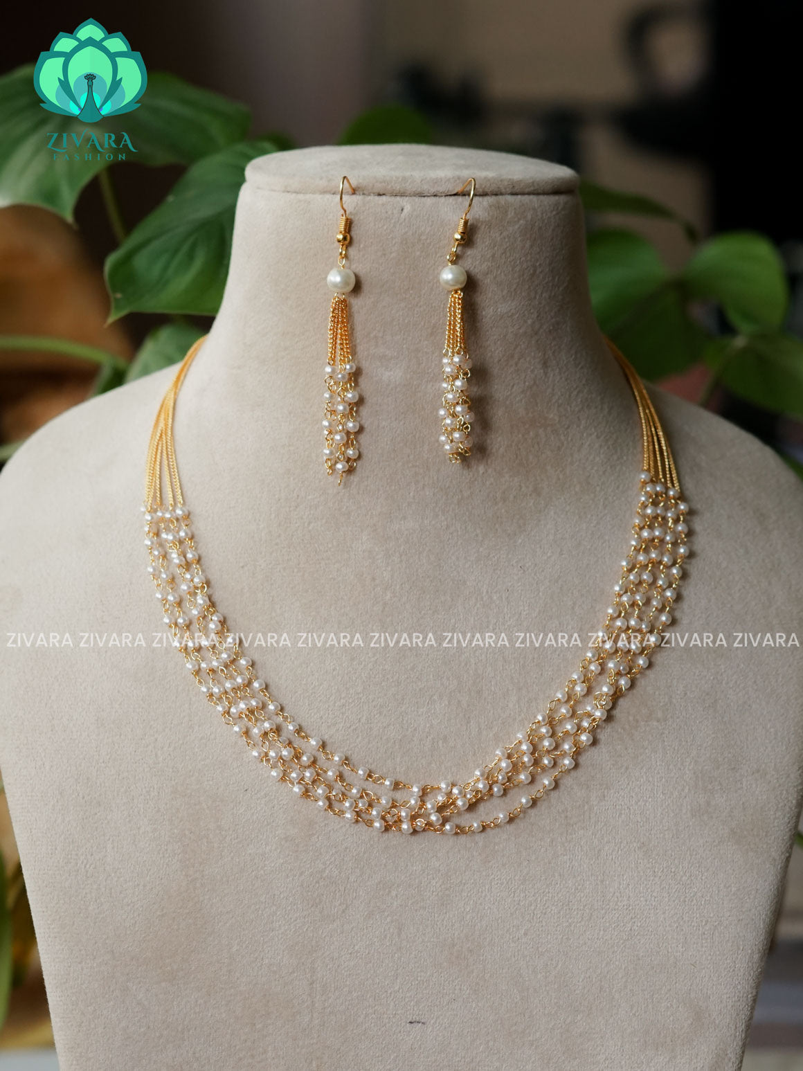 LAYERED PEARL neckwear with earrings  -  latest pocket friendly south indian jewellery collection