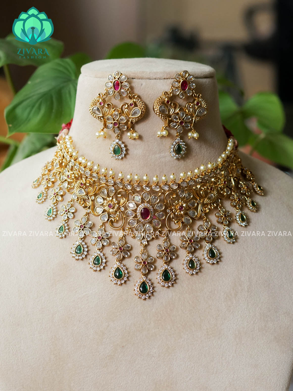 POLKI STONE  -TRADITIONAL CHOKER COLLECTION WITH EARRINGS- LATEST JEWELLERY COLLECTION