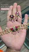 Enamel lotus choker with earrings - Premium quality CZ Matte collection-south indian jewellery