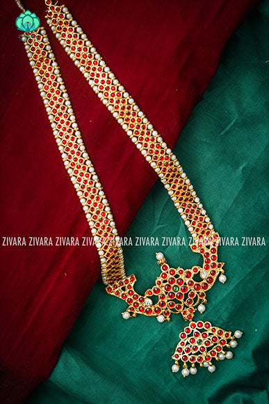 Nithya- Long Haram A premium quality bridal kemp neckwear - kemp jewellery