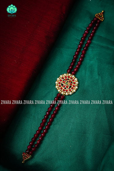 Vasundara 2- Traditional kemp choker -south indian kemp neckwear for women