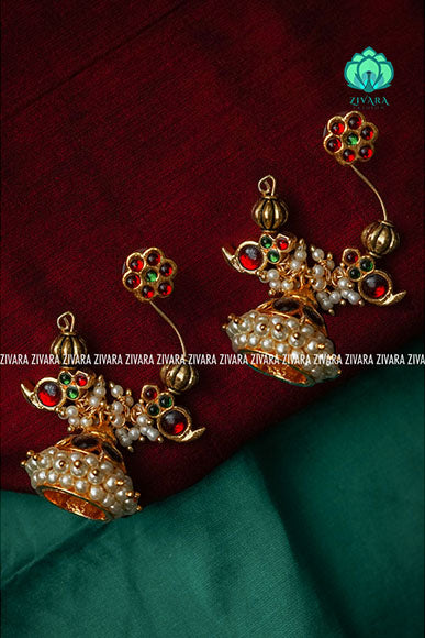 Beautiful peacock kemp jhumkas - a fashion kemp jewellery