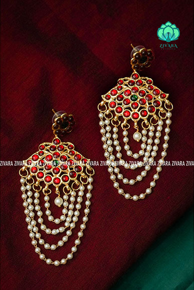Layered pearl danglers  - a fashion kemp jewellery