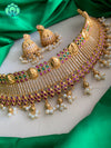 Bridal CZ matte choker with stones  - Bridal  jewellery with earrings-indian bridal jewellery