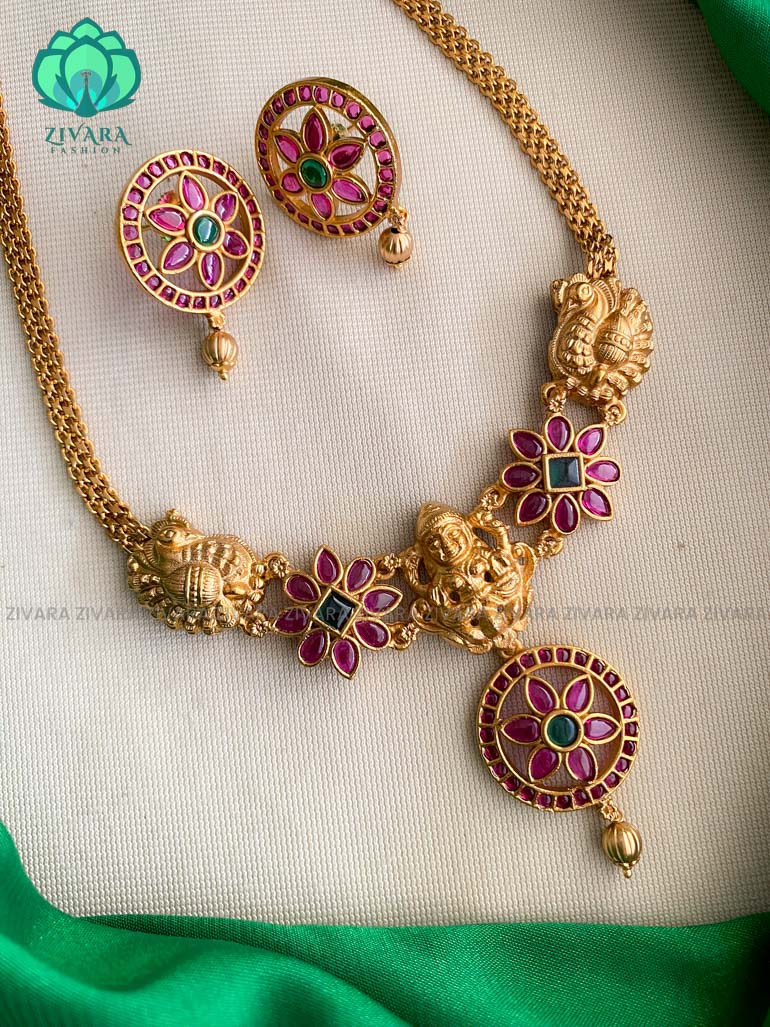 Ruby stone Temple choker with earrings-Swarna- latest pocket friendly south indian jewellery collection