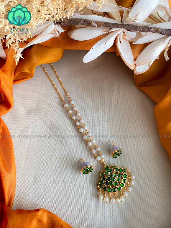 Agalya- 2- Simple pendant chains/neckwears with studs - zivara fashion
