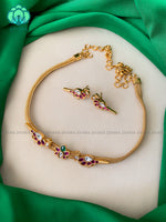 Cute parrot flexible close neck choker  - Premium quality CZ Matte collection-south indian jewellery