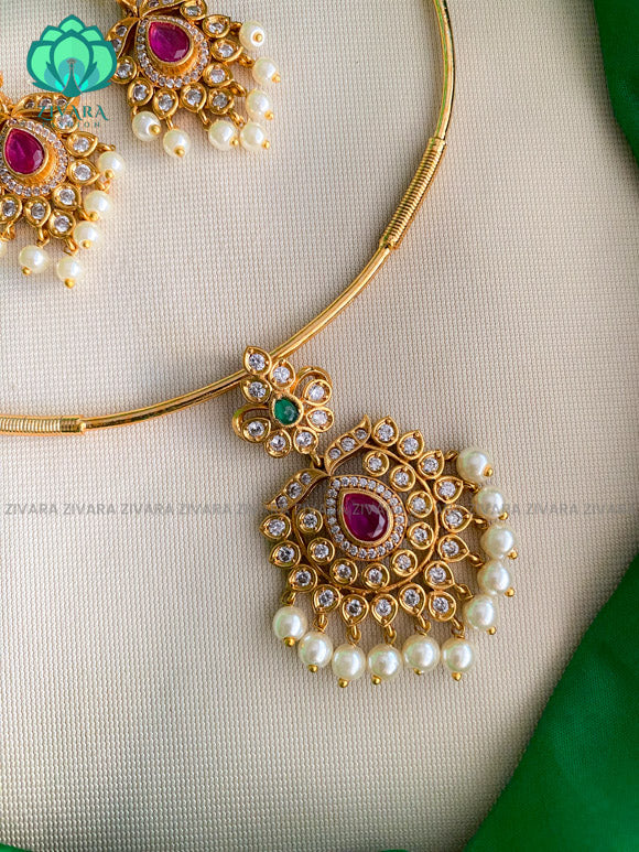 Flexible pipe with pendants -  latest pocket friendly south indian jewellery collection
