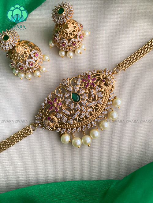 Ad stone choker with earring - latest pocket friendly south indian jewellery collection