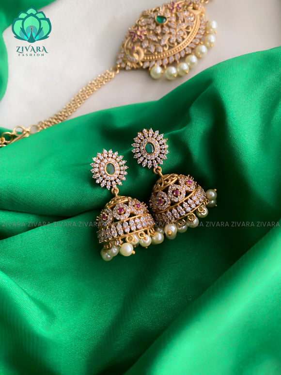 Kids friendly Ad stone choker with earring - latest pocket friendly south indian jewellery collection