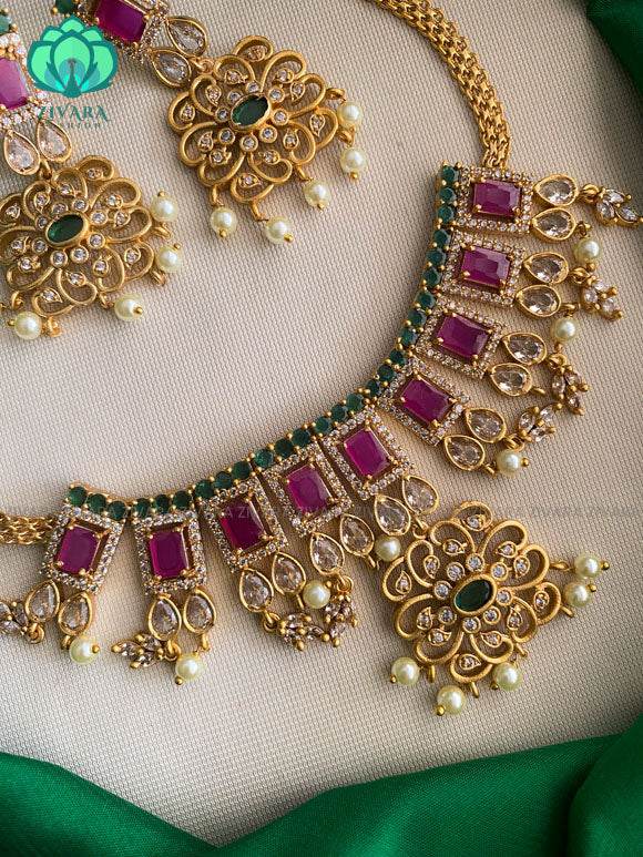 Beautiful box choker with earrings-Swarna- latest pocket friendly south indian jewellery collection