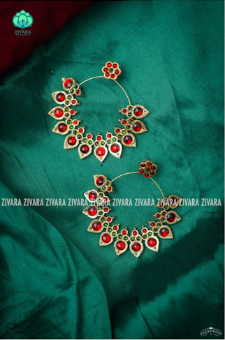 RED AND GREEN  -SAMRAT - HANDMADE EARRINGS - latest kemp dance jewellery collection